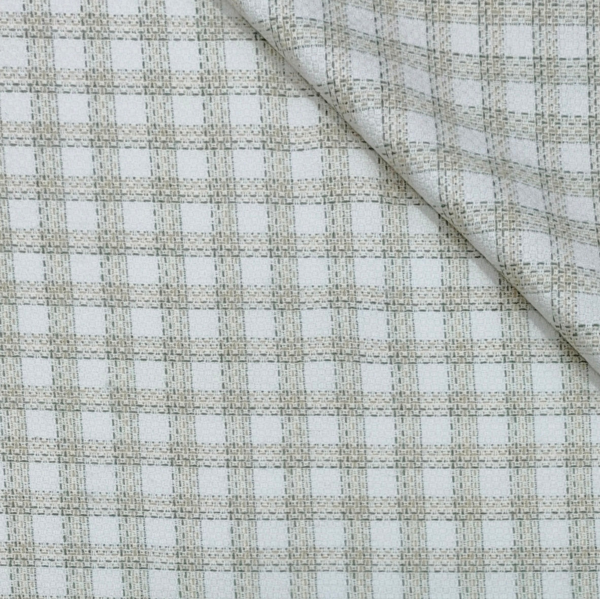 Warm Shirt Fabric Ocm Windowpane Check Colour Off White